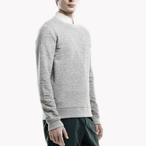 Theory Crewneck Pullover Danen Static Terry Sweatshirt Grey Unisex Size Large
